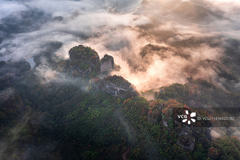 浙江丽水东西岩景区云海日出图片素材