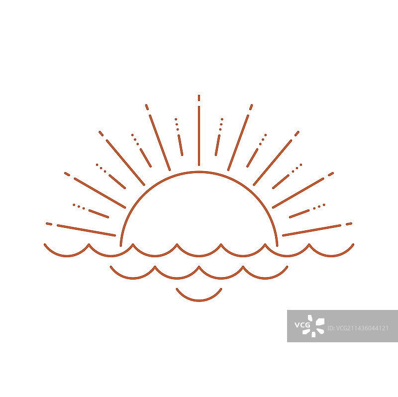 日落或日出：波西米亚风太阳与大海图标图片素材