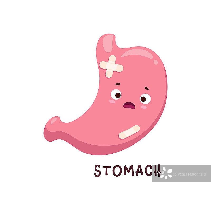 生病的胃部器官卡通形象图片素材