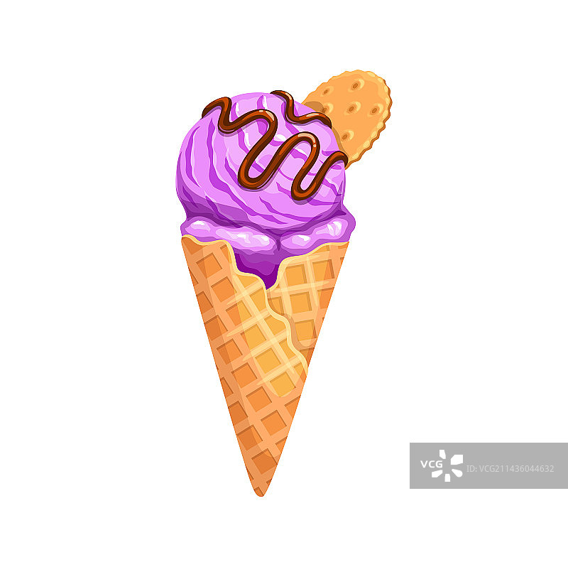 卡通冰淇淋华夫饼甜筒与薄脆饼干图片素材