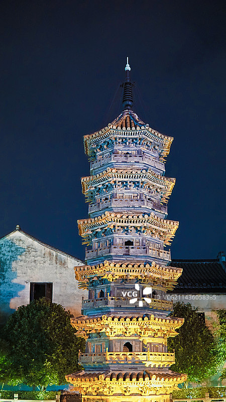 上海南翔古镇双塔图片素材