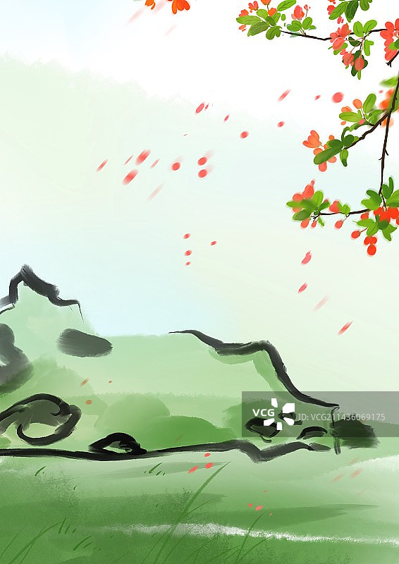 二十四节气水墨背景插画设计素材图片素材