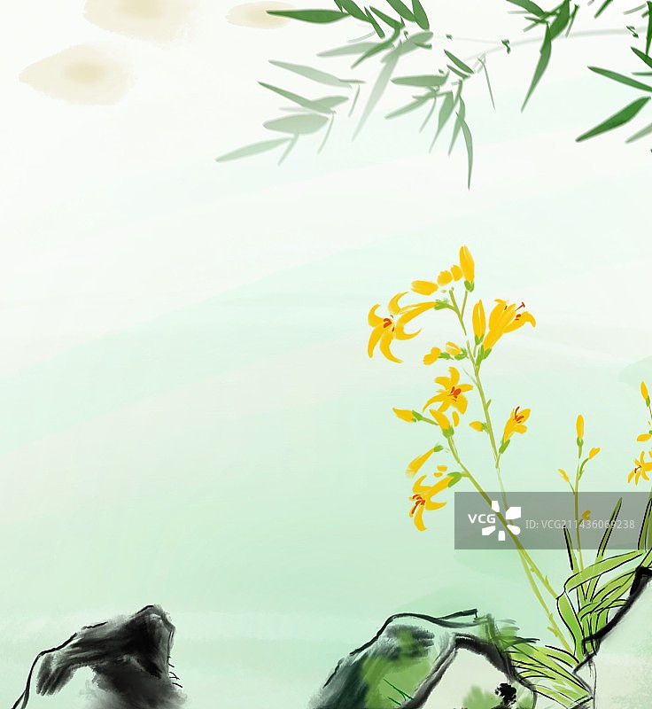 水墨自然美季节插画背景设计素材图片素材