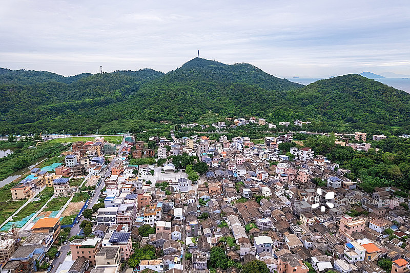 广东珠海淇澳岛社区民居乡村航拍风景图片素材