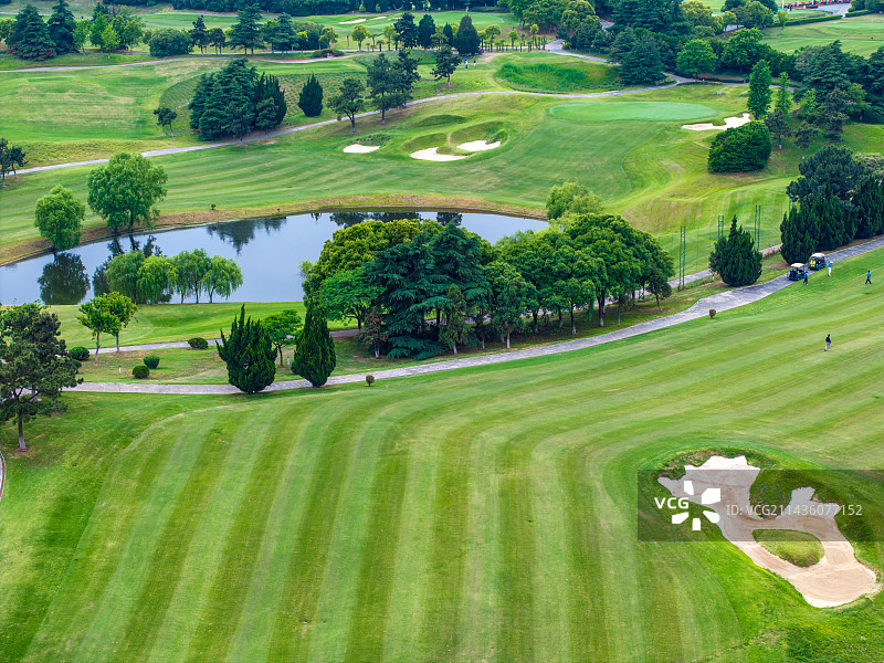 苏州园区阳澄湖半岛太阳岛高尔夫球场航拍图片素材
