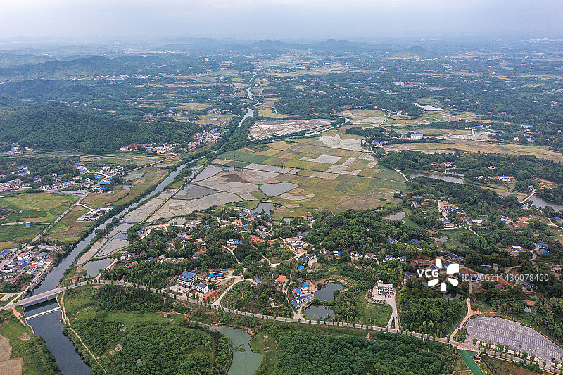 航拍湖南长沙宁乡道林古镇图片素材