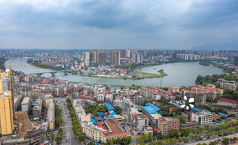 航拍湖南邵阳城市风光图片素材