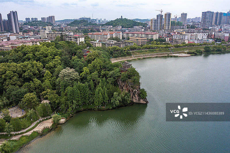 航拍湖南邵阳双清公园图片素材