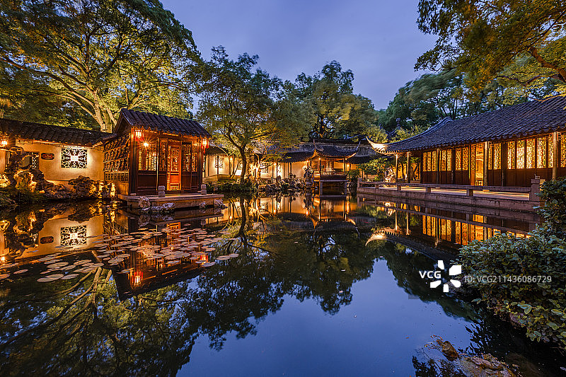 退思园夜色图片素材