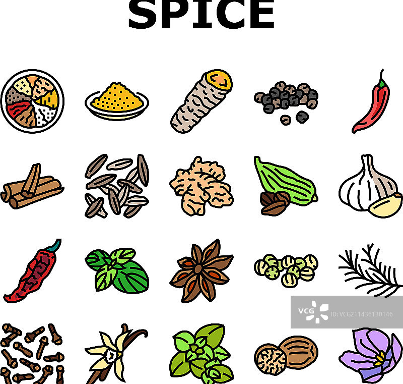 香料食品草本叶子图标集图片素材