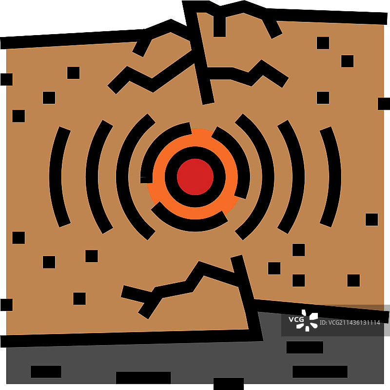 构造地震灾害彩色图标图片素材