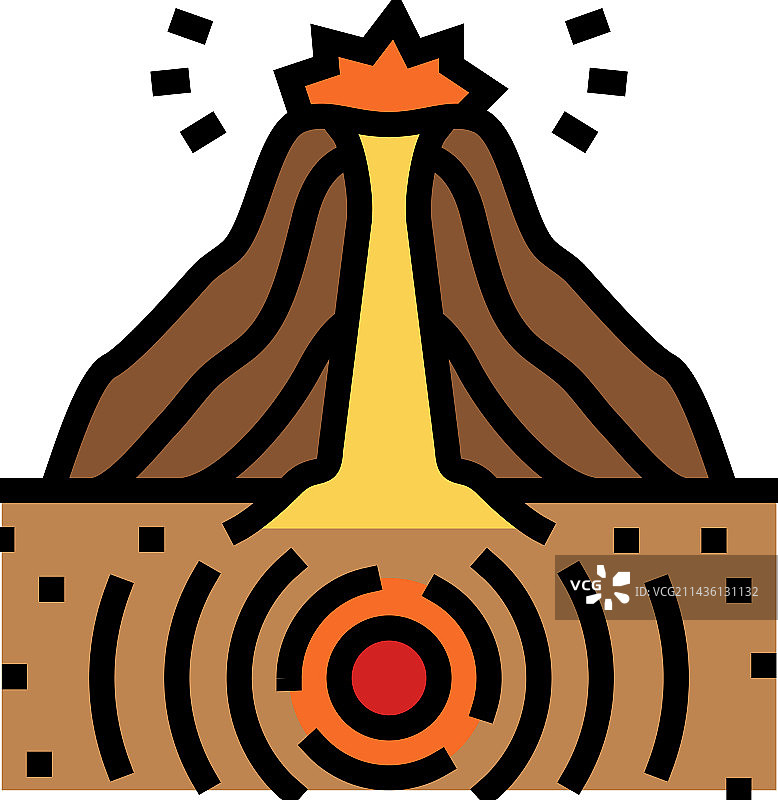 火山地震灾害彩色图标图片素材