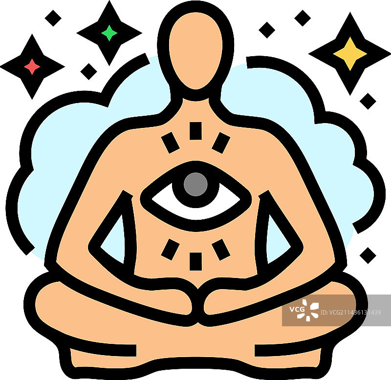 冥想瑜伽彩色图标图片素材