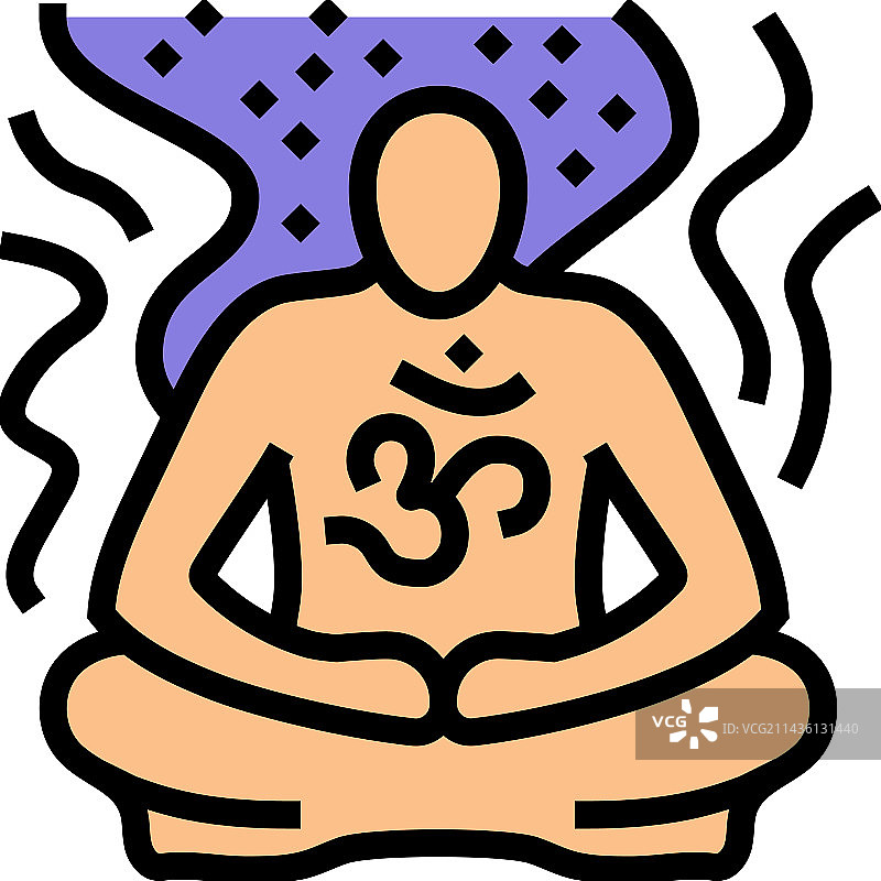 冥想瑜伽彩色图标图片素材