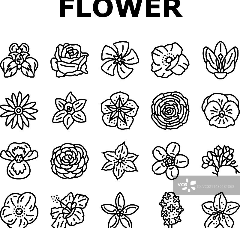 花朵绽放春季图标合集图片素材