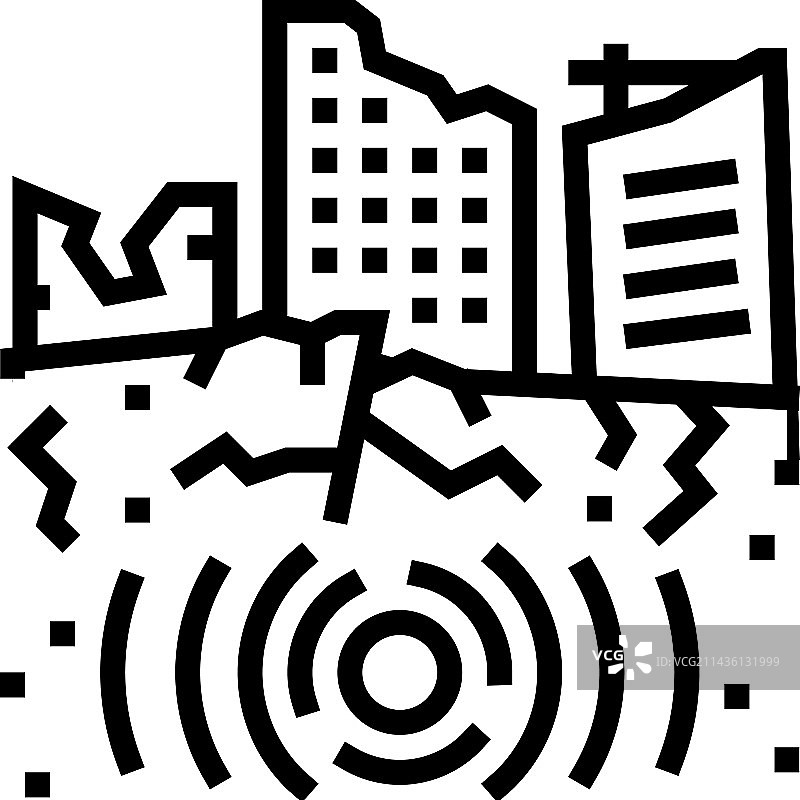 地震坍塌线图标图片素材