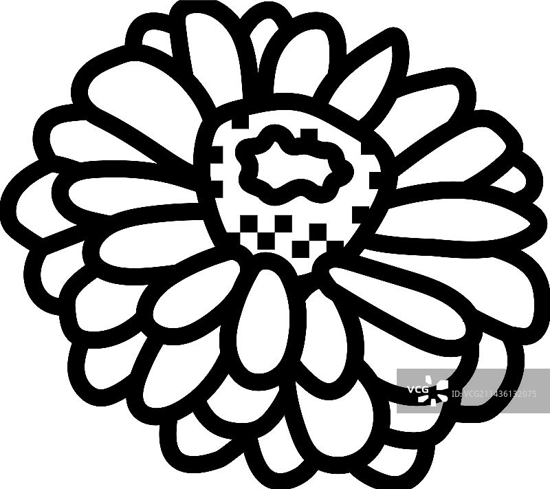 百日草花朵春季线条图标图片素材