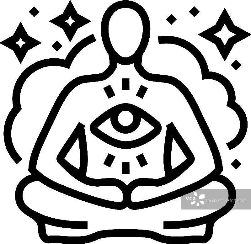 专注冥想瑜伽线性图标图片素材