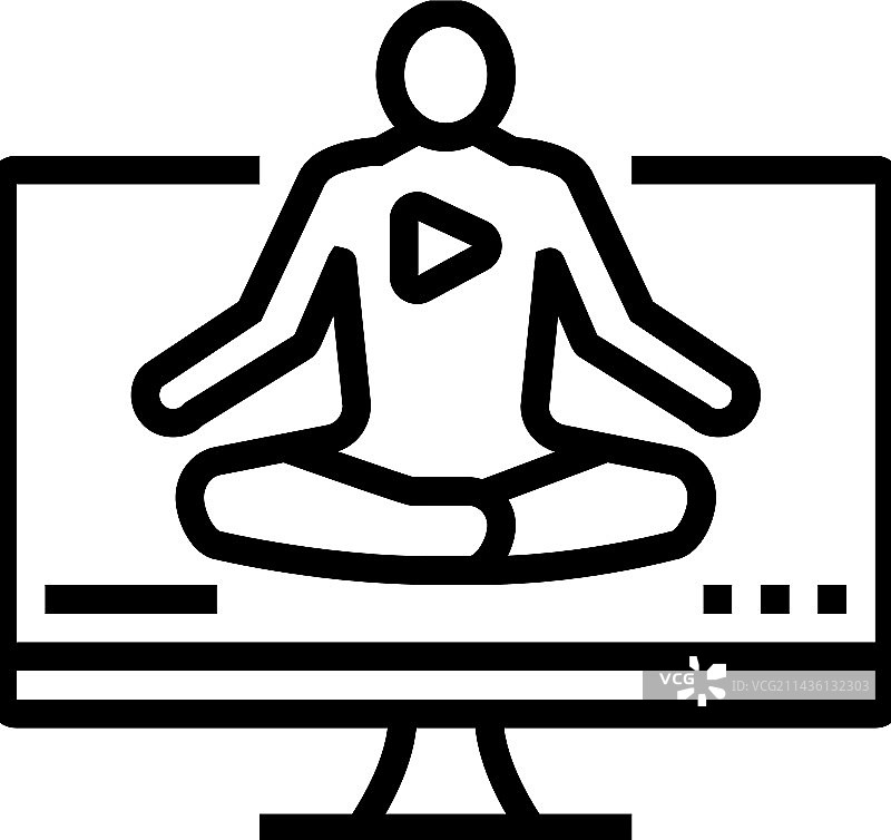 在线瑜伽放松线性图标图片素材