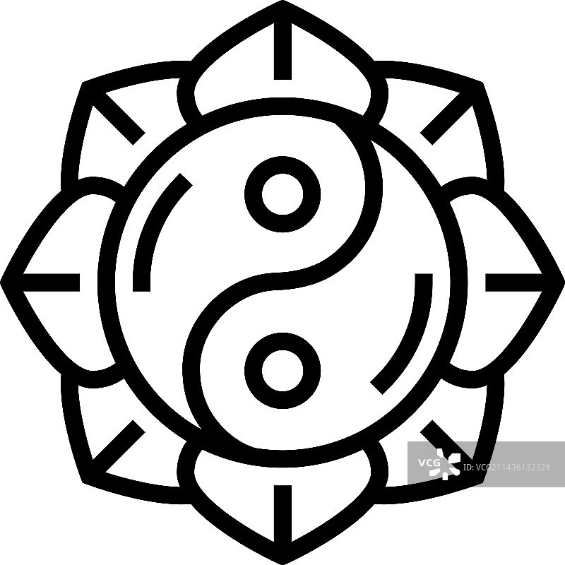 和谐瑜伽放松线性图标图片素材