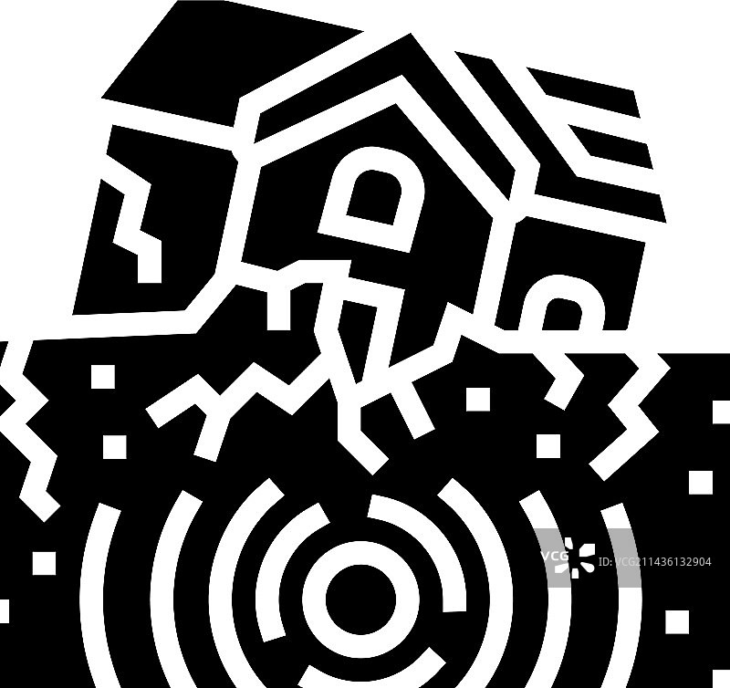 房屋地震损毁字形图标图片素材