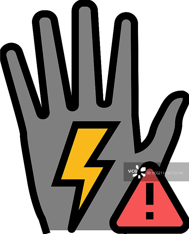 小心触电彩色图标图片素材