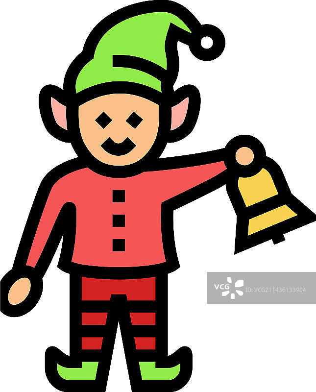 可爱圣诞精灵彩色图标图片素材