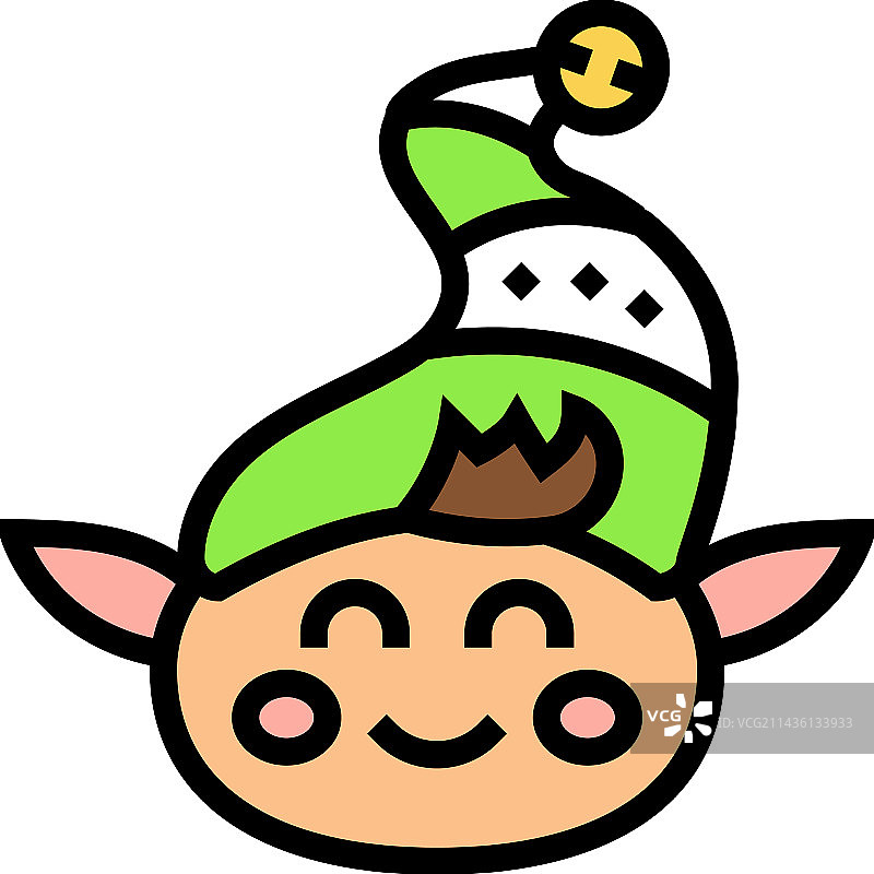 圣诞精灵头部彩色图标图片素材