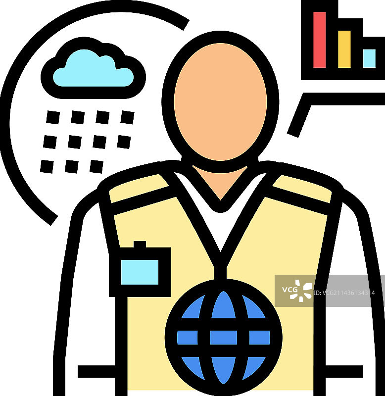 气象工作者彩色图标图片素材