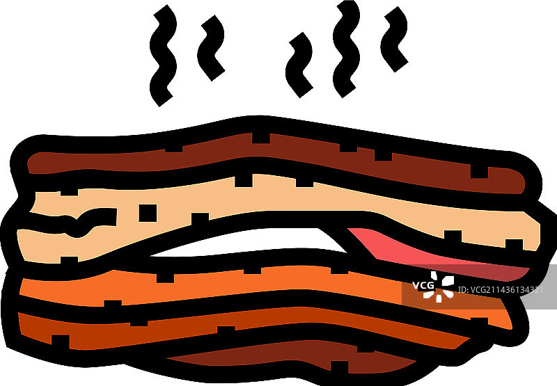 烟熏培根彩色图标图片素材