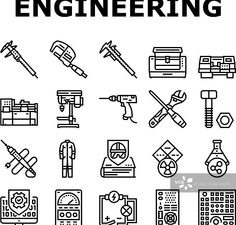 工程工具扳手图标集合图片素材