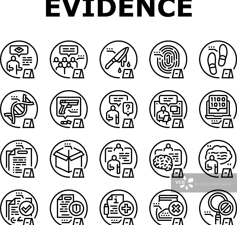 证据犯罪现场警察局图标集图片素材