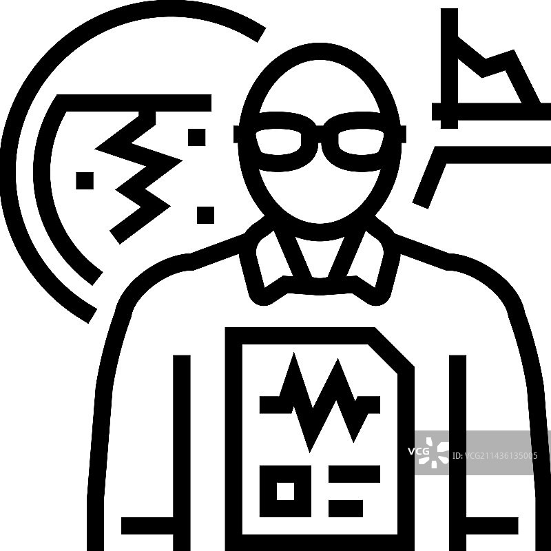 地震学家工人线性图标图片素材