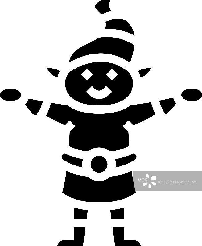 精灵圣诞节可爱字形图标图片素材
