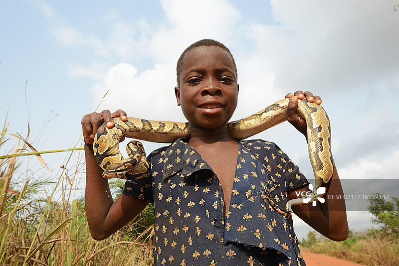 女孩手中的球蟒图片素材