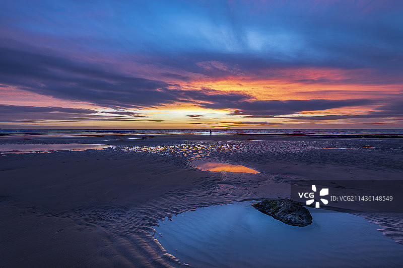 法国奥帕尔海岸安布莱特斯海滩日落图片素材