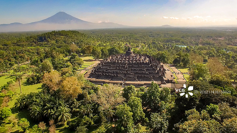 婆罗浮屠寺庙鸟瞰图片素材