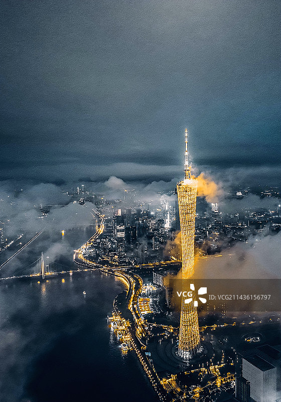 广州塔的夜景图片素材