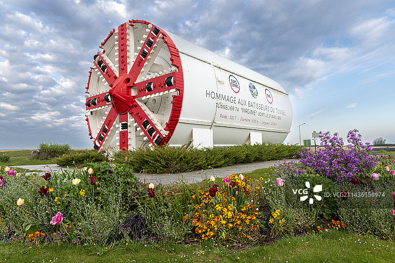用于挖掘英吉利海峡隧道的隧道掘进机，法国加来海峡科凯勒图片素材