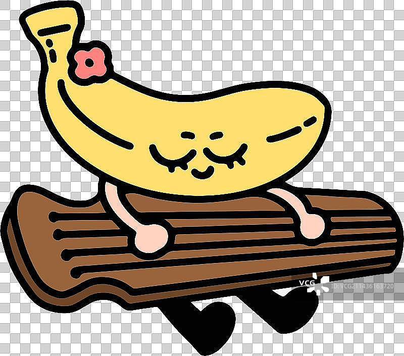 香蕉演奏古筝图片素材