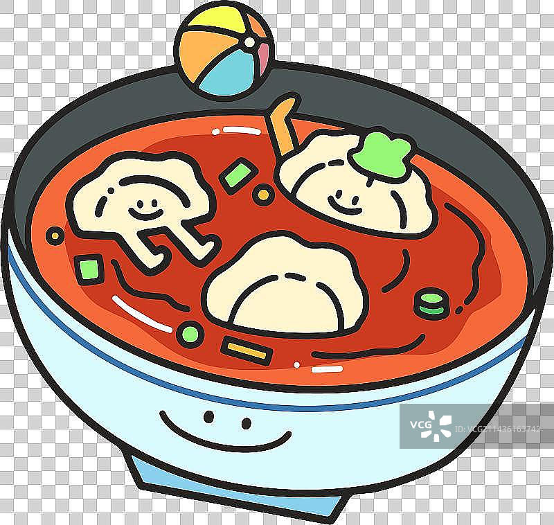 酸汤水饺在碗里打排球图片素材