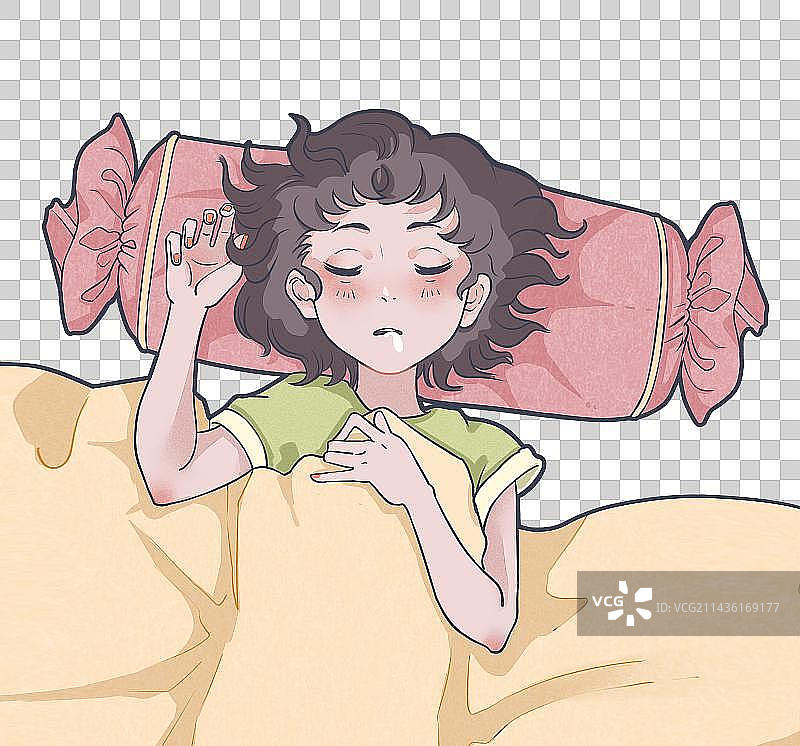 绿色T恤卡通少女7图片素材
