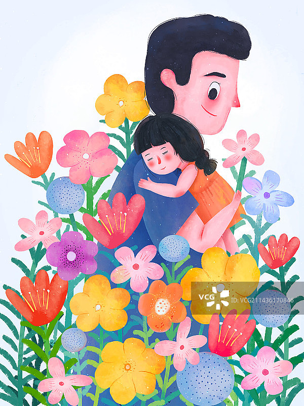 父亲节浅色爸爸抱着女孩图片素材