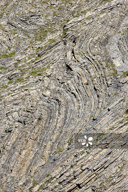 于法国上普罗旺斯阿尔卑斯省乌贝谷的蠕虫状复理石中褶皱图片素材