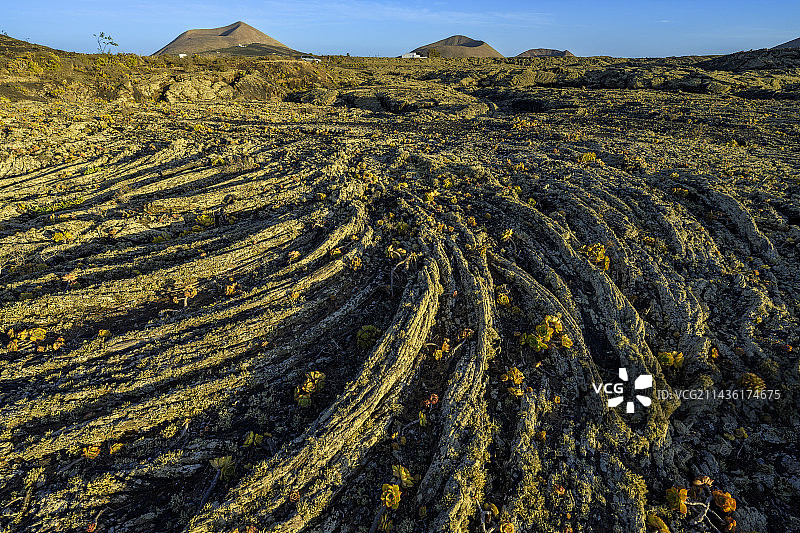 兰萨罗特岛玄武岩熔岩流，加那利群岛图片素材