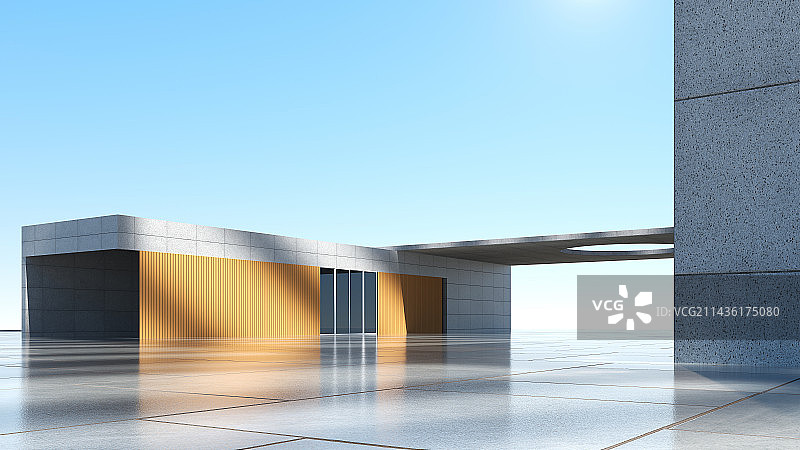 3D现代城市建筑及砖地广场背景图图片素材