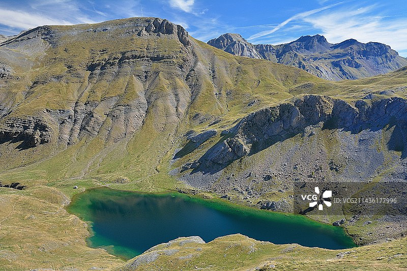 西班牙阿拉贡比利牛斯山脉的萨博科斯湖图片素材