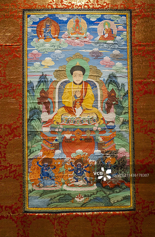 北京故宫博物院展出“祥开万象——故宫与西藏文物联展”之古画和唐卡图片素材