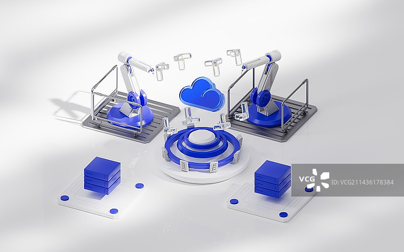 3D渲染亚克力风格科技插图图片素材