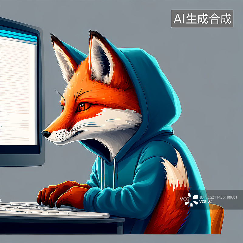 【AI数字艺术】野生动物在电脑前办公职场生存法则图片素材